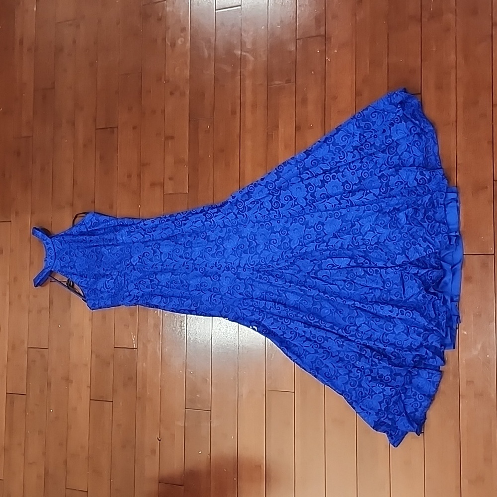 B. Darlin Blue Lace Mermaid Dress Size 12